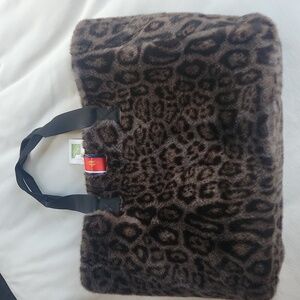 Pretty Rugged Grey Leopard Faux Fur Oversized Tote